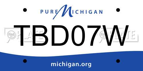 TBD07W Michigan License Plate
