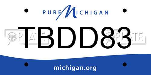 TBDD83 Michigan License Plate
