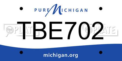 TBE702 Michigan License Plate