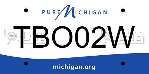 TBO02W Michigan License Plate