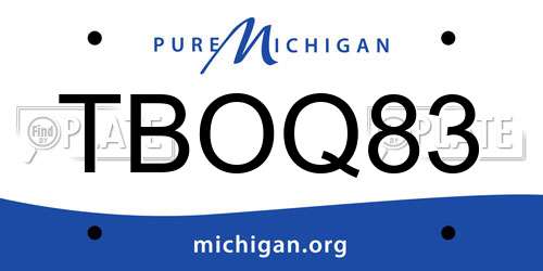 TBOQ83 Michigan License Plate