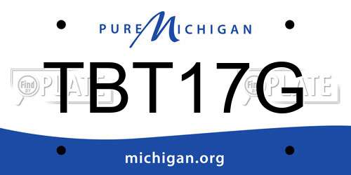 TBT17G Michigan License Plate