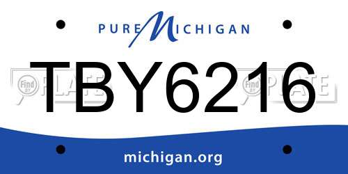 TBY6216 Michigan License Plate