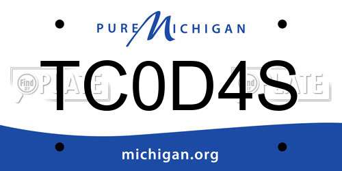 TC0D4S Michigan License Plate