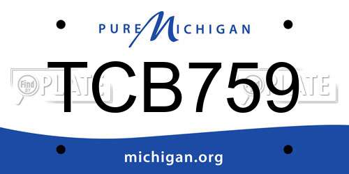 TCB759 Michigan License Plate