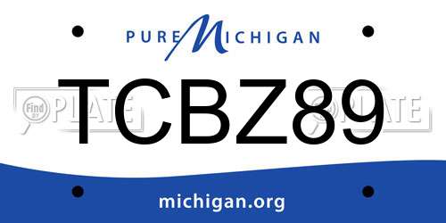 TCBZ89 Michigan License Plate