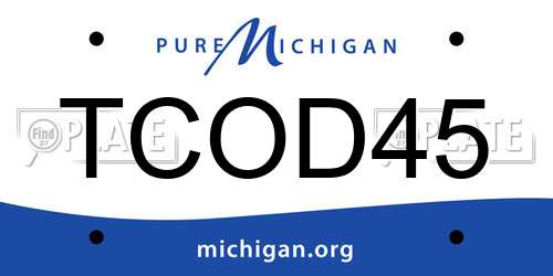 TCOD45 Michigan License Plate