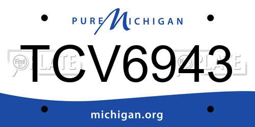 TCV6943 Michigan License Plate