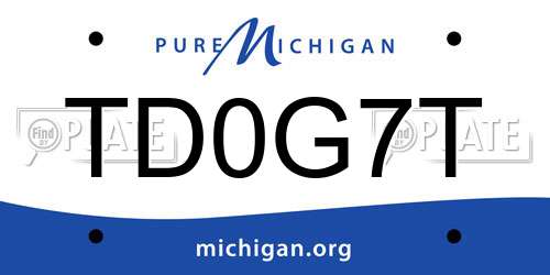 TD0G7T Michigan License Plate