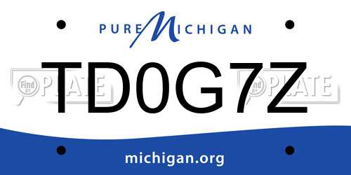 TD0G7Z Michigan License Plate