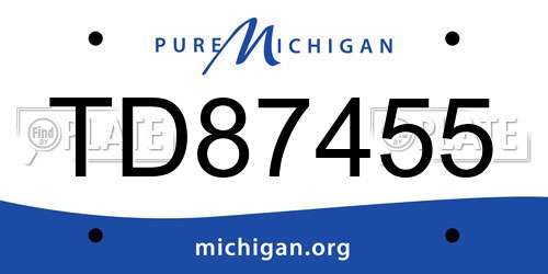 TD87455 Michigan License Plate