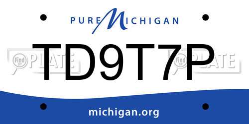 TD9T7P Michigan License Plate