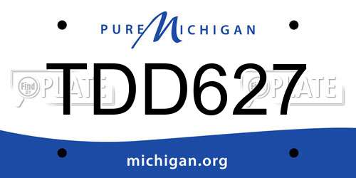 TDD627 Michigan License Plate