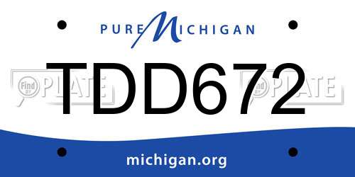 TDD672 Michigan License Plate