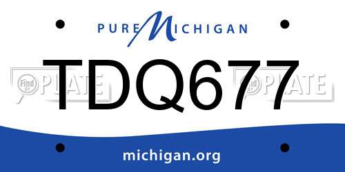 TDQ677 Michigan License Plate
