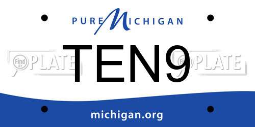 TEN9 Michigan License Plate