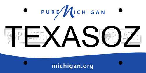 TEXASOZ Michigan License Plate