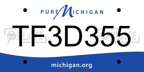 TF3D355 Michigan License Plate