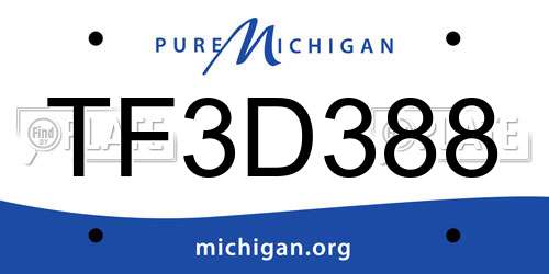 TF3D388 Michigan License Plate