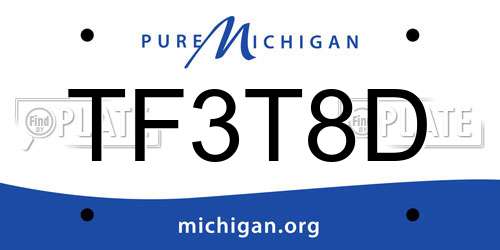 TF3T8D Michigan License Plate