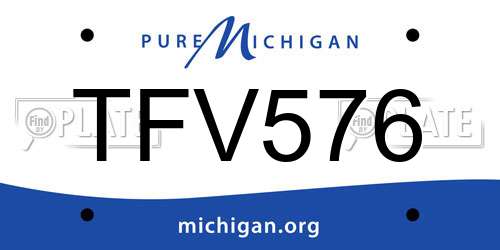 TFV576 Michigan License Plate