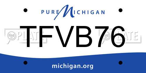 TFVB76 Michigan License Plate