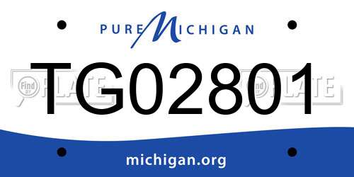 TG02801 Michigan License Plate
