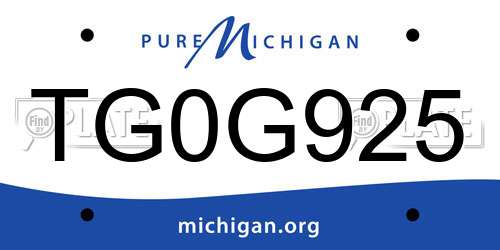 TG0G925 Michigan License Plate