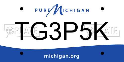 TG3P5K Michigan License Plate
