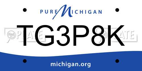 TG3P8K Michigan License Plate