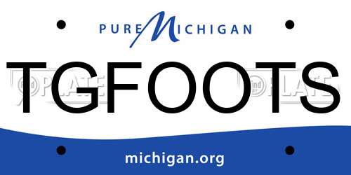 TGFOOTS Michigan License Plate
