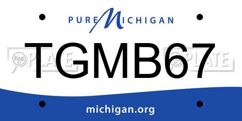 TGMB67 Michigan License Plate