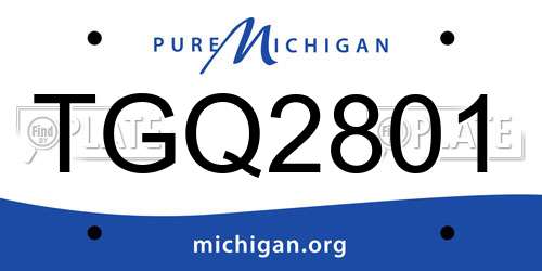 TGQ2801 Michigan License Plate