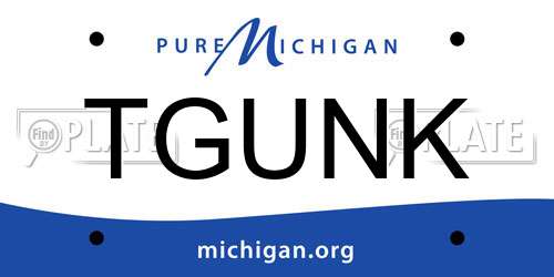 TGUNK Michigan License Plate