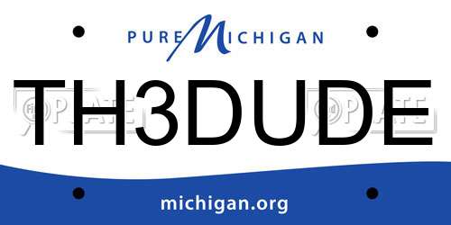 TH3DUDE Michigan License Plate