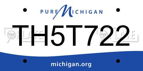 TH5T722 Michigan License Plate