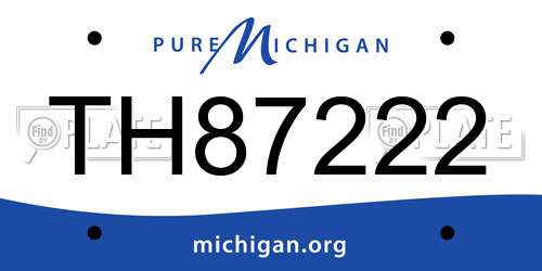 TH87222 Michigan License Plate