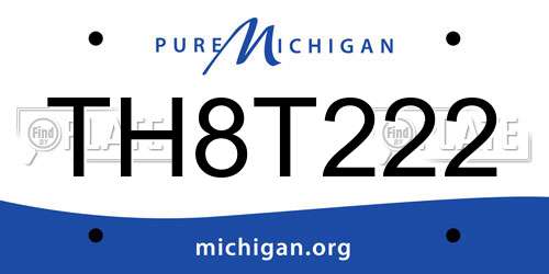 TH8T222 Michigan License Plate