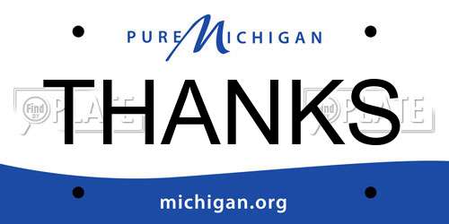 THANKS Michigan License Plate