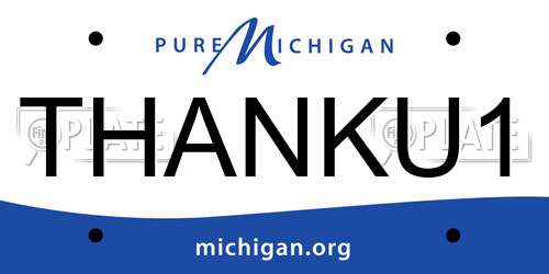 THANKU1 Michigan License Plate