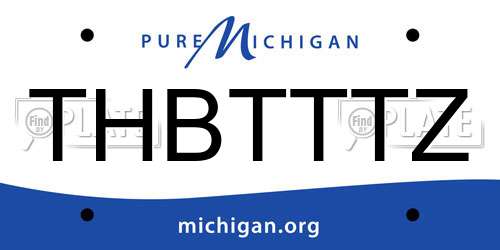 THBTTTZ Michigan License Plate
