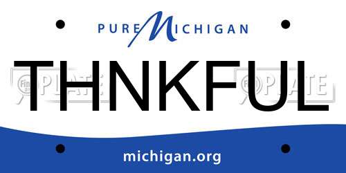 THNKFUL Michigan License Plate