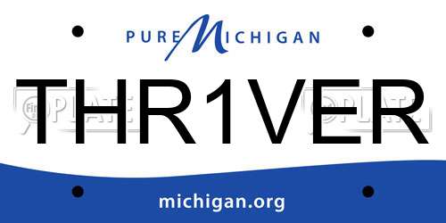 THR1VER Michigan License Plate