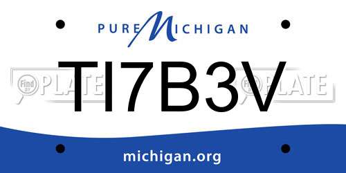 TI7B3V Michigan License Plate