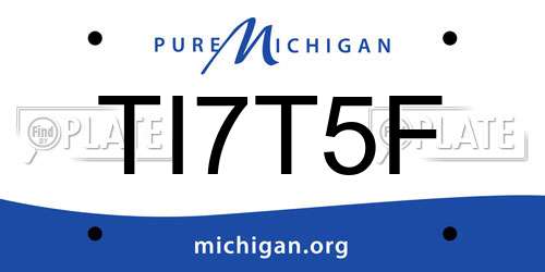 TI7T5F Michigan License Plate