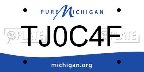 TJ0C4F Michigan License Plate