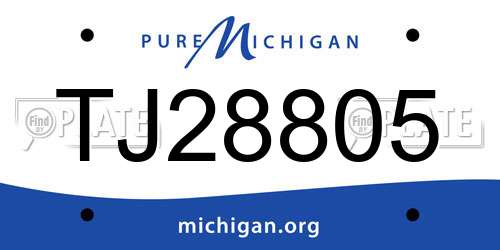 TJ28805 Michigan License Plate