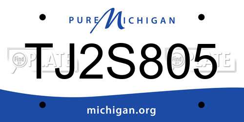 TJ2S805 Michigan License Plate