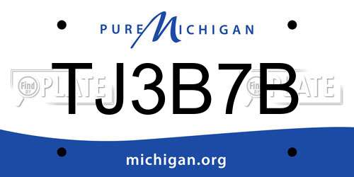 TJ3B7B Michigan License Plate