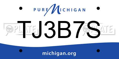 TJ3B7S Michigan License Plate